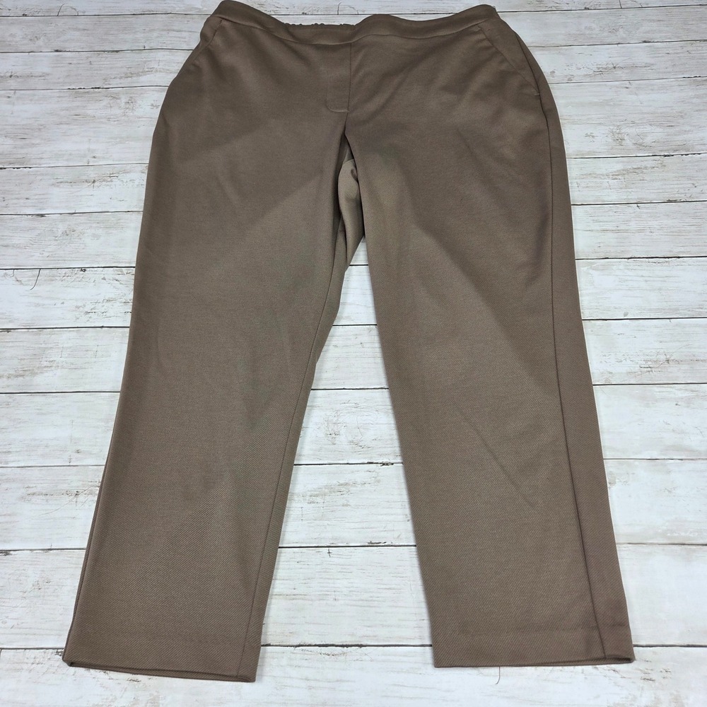 Nine West Crop Trouser Straight Leg Womens XL Tan Elastic Back Stretch Pants